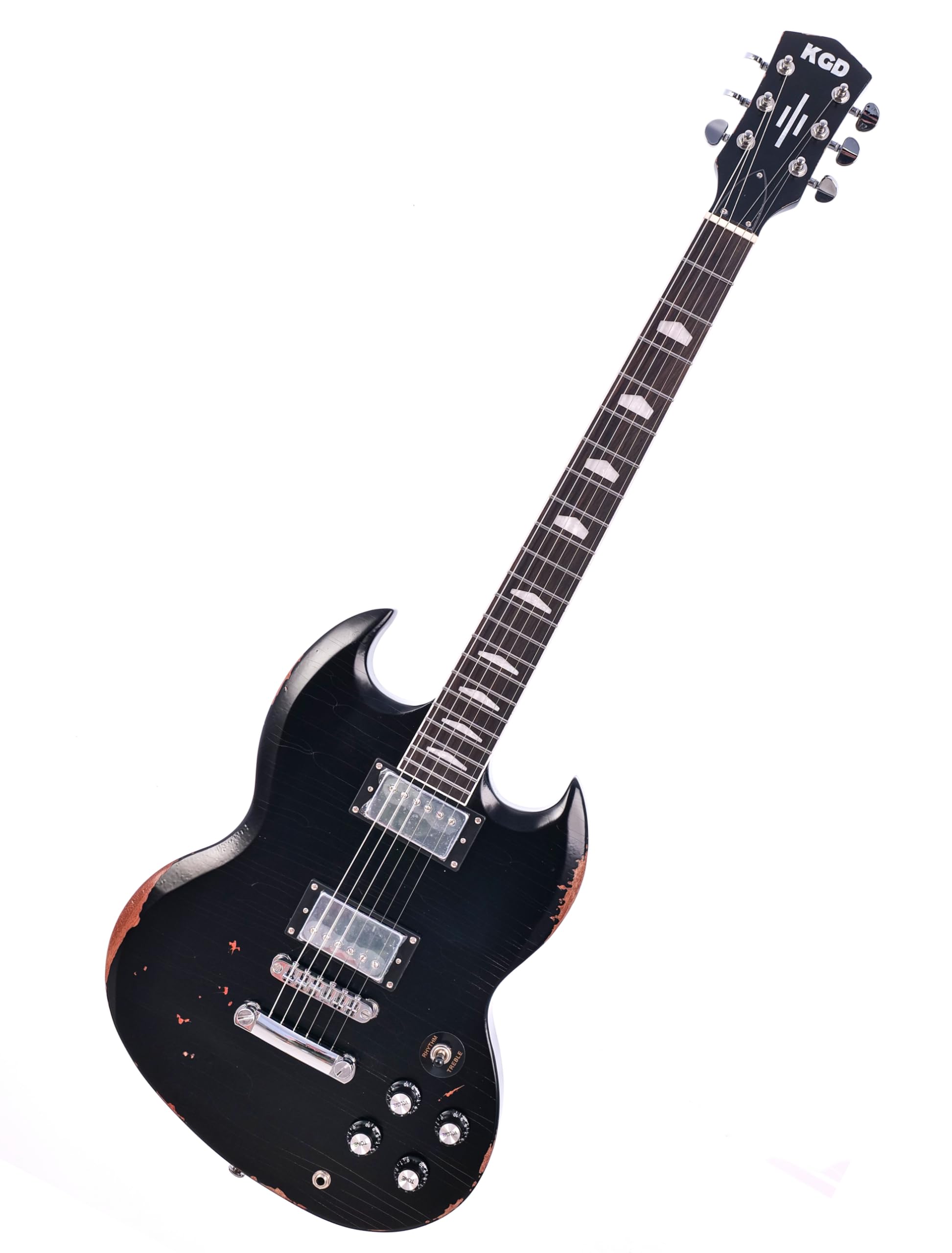 KGD Relic Electric Guitar,Solid Body Electric Guitar With Mahogany Body and Neck,Rosewood Fingerboard,Bone Nut,SG style 6-String Guitar,Professional/Electric Guitars for Adults