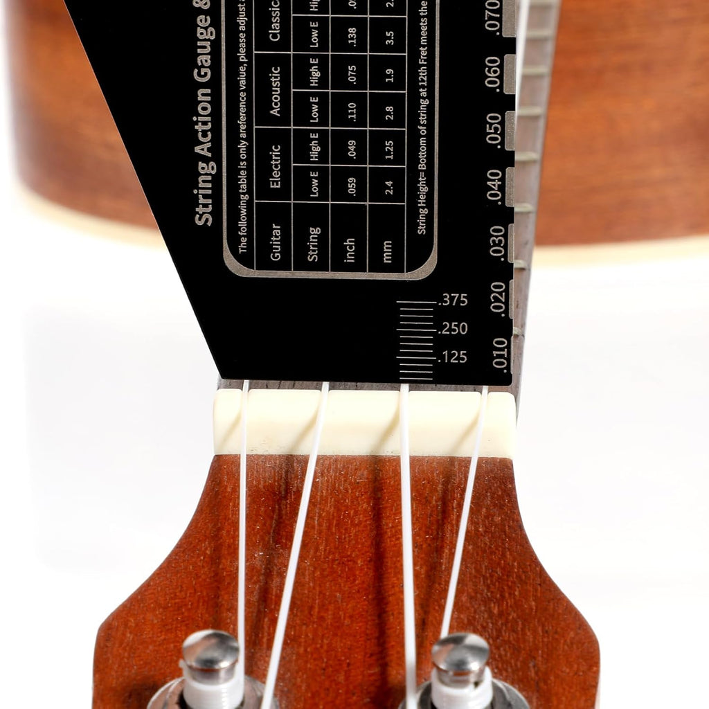Guitar String Action Gauge Ruler Fret Rocker Tool Ruler Guitar Fret Rocker Gauges String Height Strings Buzzing Frets Catcher Rockers Luthier Tool with Metric and Conversion Charts (1mm)