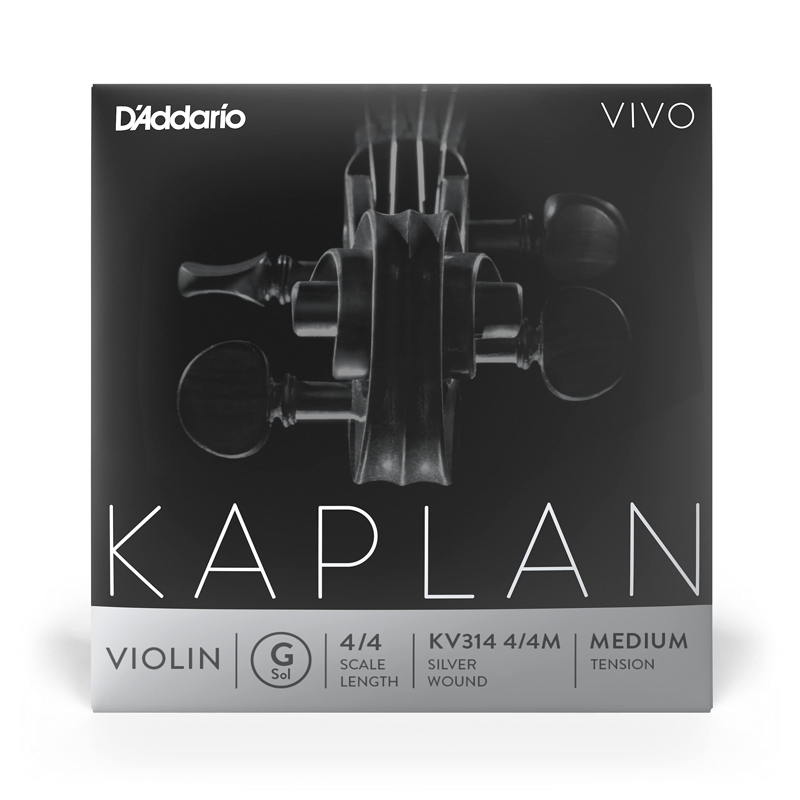 D'Addario Kaplan Vivo Violin Strings - Full Set - KV310 4/4M - Violin Strings - 4/4 Scale, Medium Tension