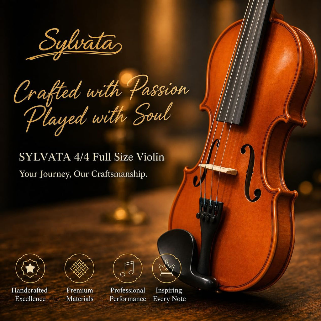 4/4 Full Size Violin Starter Kit, Acoustic Fiddle for Beginners & Students, Tiger-Striped Violin 4/4 Full Size with Ebony Fittings, Includes Alice Bow, 2 Bridges, Tuner, and Case