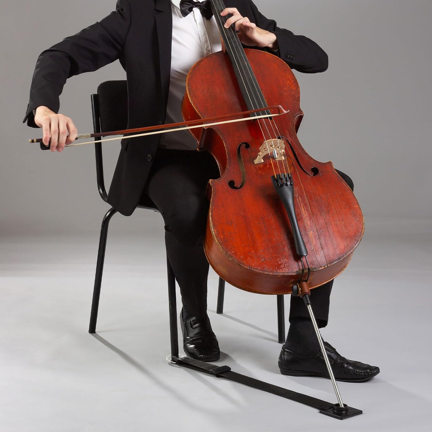 Rock Stop for Cello, Cello Endpin Anchor Non-slip Stopper Rest Holder Stand Antiskid Device Adjustable Strap with Thick Foam Pad, Great for Cellist Practice Performance