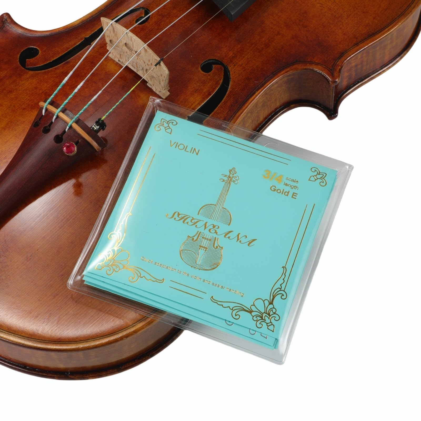Violin Strings 4/4 Full Set, 4/4 Violin Strings Replacement,Long-Lasting Durability & Rich Tone - Handcrafted with Premium Materials- For All Levels (3/4 Scale)