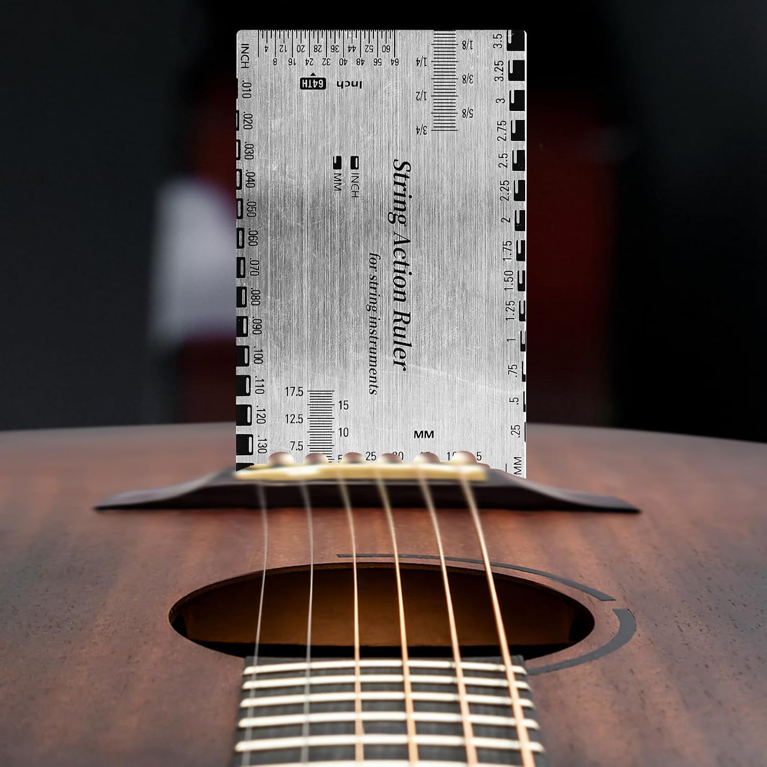 Guitar Action Gauge Ruler,Stainless Steel String Action Ruler for Guitar Repairing Luthier Action Gauge