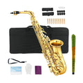 Vetimobato Student Alto Saxophone E Flat for Adults Beginner to Intermediate Eb Sax Kit Gold Lacquer Full Brass Instrument with Hard Case, Mouthpiece, 10 Reeds, 8 pads, Neck strap, Cleaning Kit