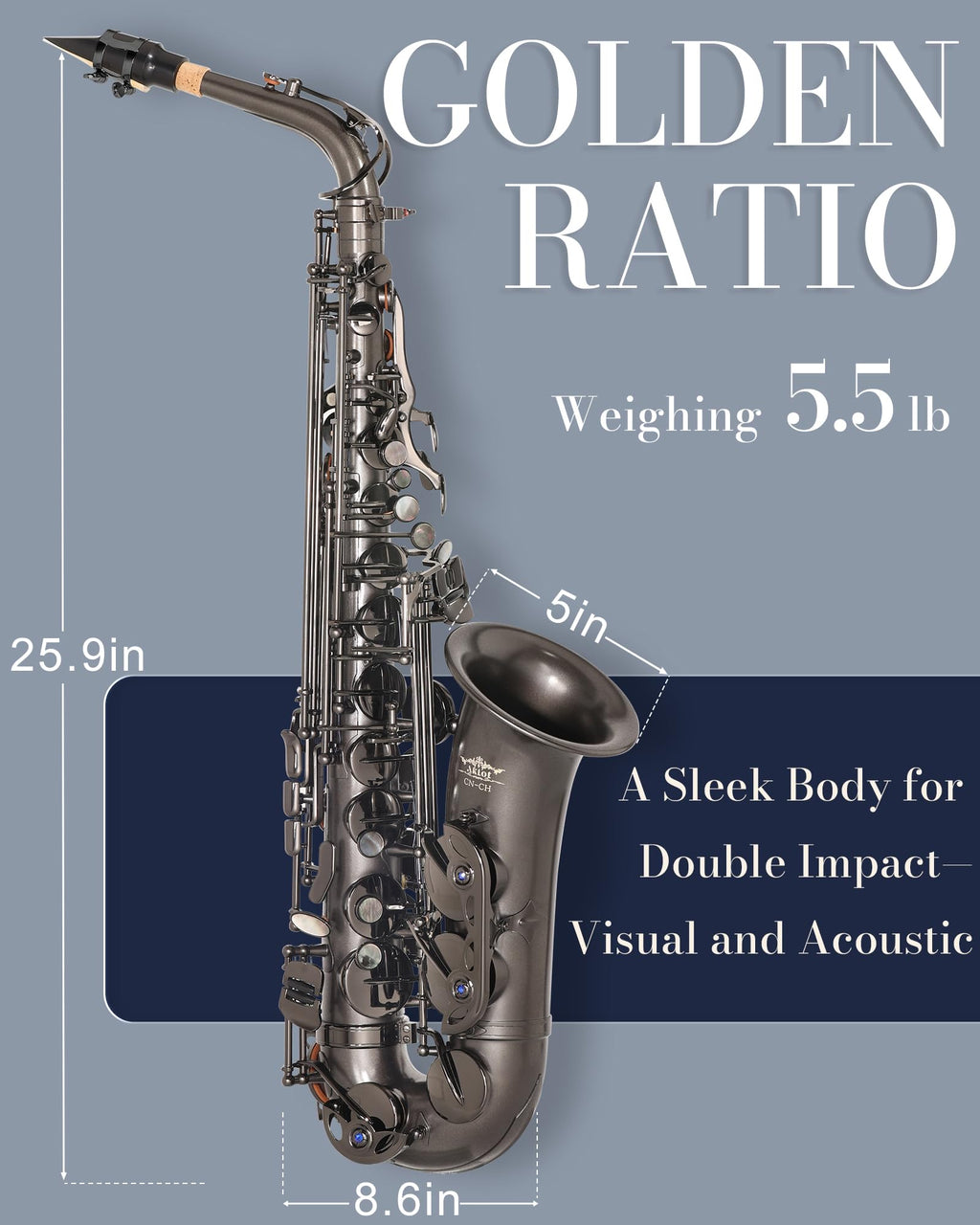 AKLOT Handcrafted E-Flat Alto Saxophone: Matte Silver Brass Body with Warm, Rich Tone, Secure Air Seal, Smooth 23-Key System, Includes Reeds, Premium Leather Case and Saxophone Cleaning Kit (CH-FM)