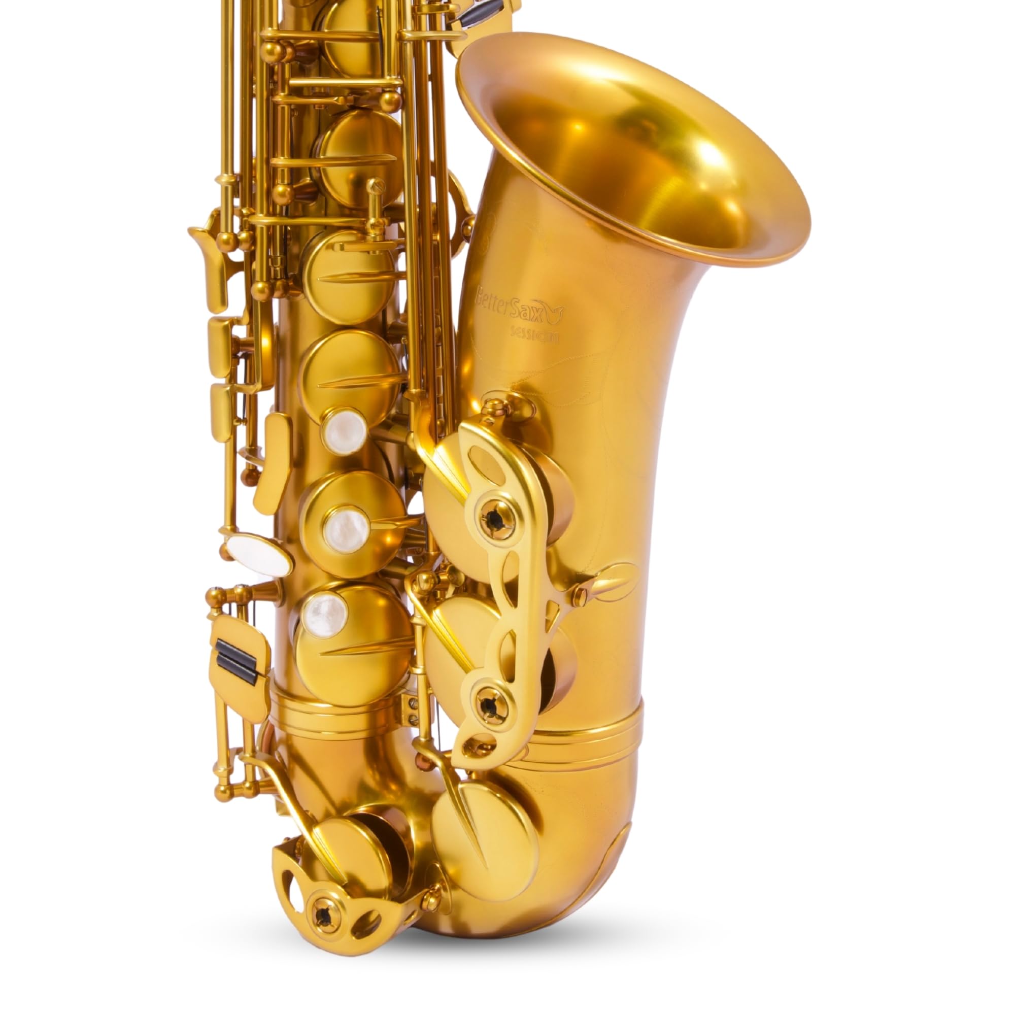 BetterSax Session Alto Saxophone Matte Dark Gold Finish — Hand-Crafted Professional Saxophone — Enhanced Tone, Projection & Ergonomics — Includes Professional Hand-Finished Mouthpiece