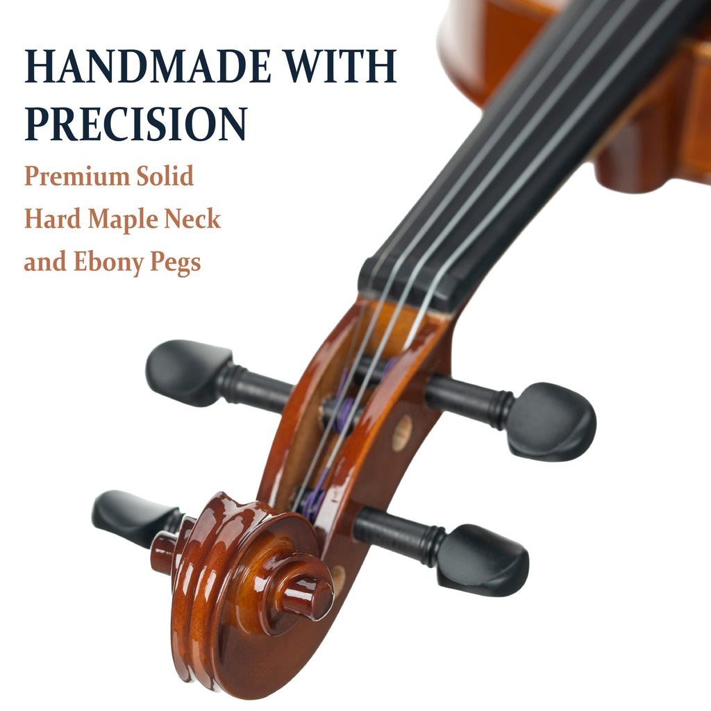 Cecilio 3/4 Violin Solidwood Violin with D'Addario Prelude Strings, Bow, Rosin, Tuner, Shoulder Rest & Lesson Book – Ideal for Beginners