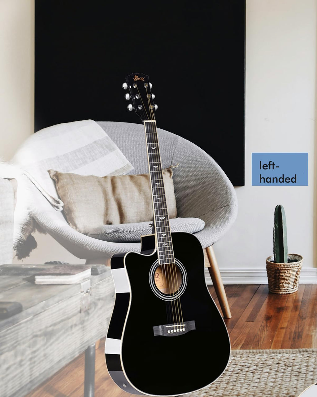 Winzz 4/4 Electro Acoustic Guitar, Left-Handed Western Guitar Set, Adult Beginners, Acoustic Guitar 41 Inch with 4-Band Equaliser (Dreadnought,Glossy Sunburst)