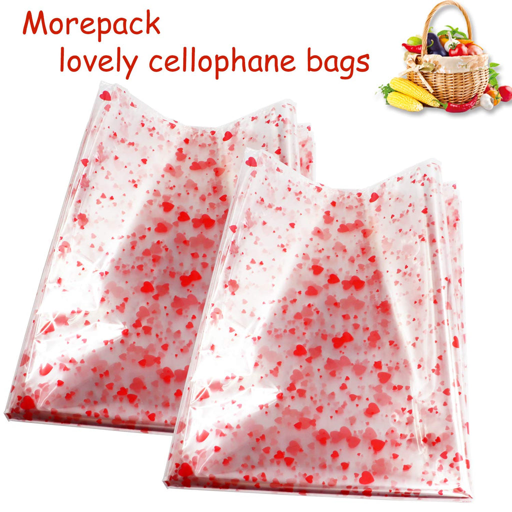Morepack Large Cello/Cellophane Bags,30x 40 Inches Clear Basket Bags OPP Plastic Cellophane Wrap for Gift Baskets Packaging 20 Pieces (No Bow or Ribbon Included)
