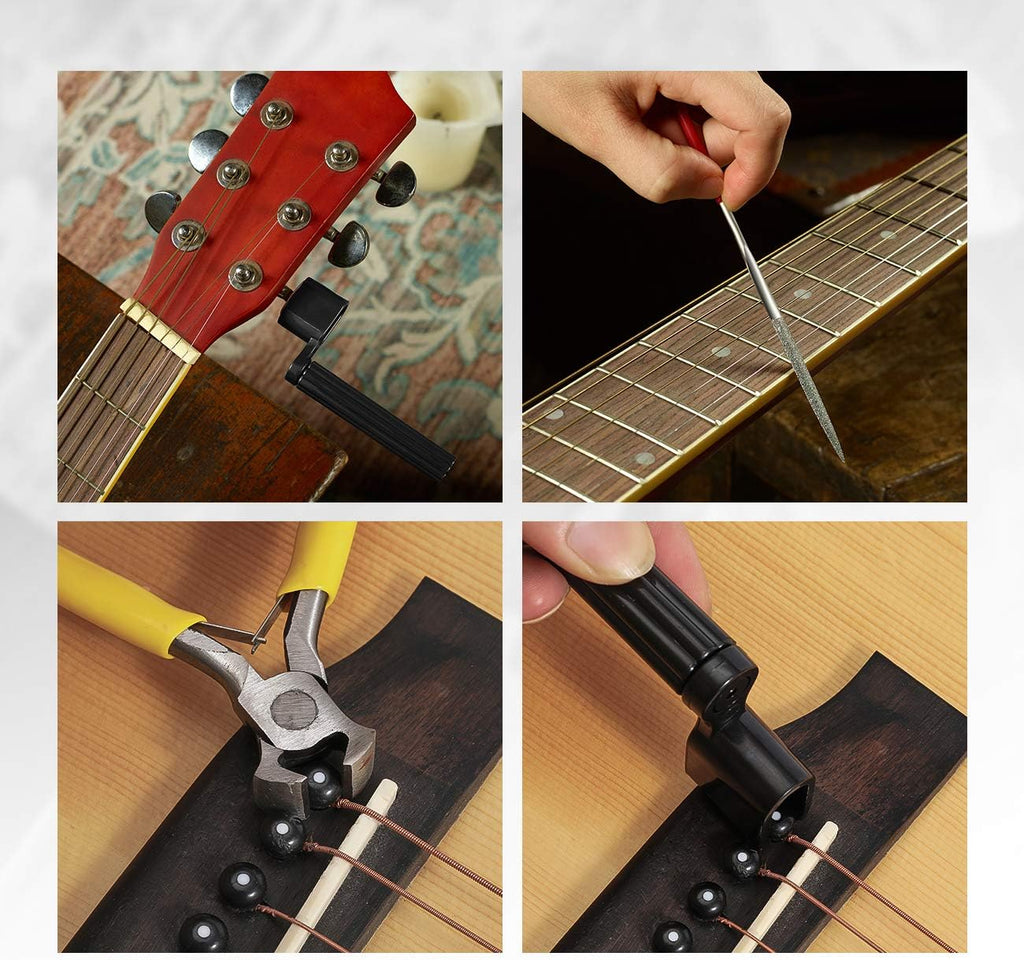 MIFOGE 45Pcs Guitar Repairing Maintenance Tool Kit with Carry Bag Large Care Set of Tools For Acoustic Guitar Electric guitar Ukulele Bass Banjo,Perfect Gift for Music or String Instrument Enthusiast