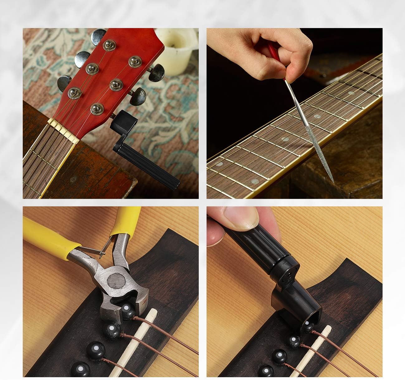 MIFOGE 45Pcs Guitar Repairing Maintenance Tool Kit with Carry Bag Large Care Set of Tools For Acoustic Guitar Electric guitar Ukulele Bass Banjo,Perfect Gift for Music or String Instrument Enthusiast