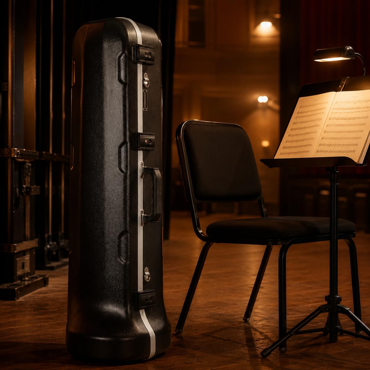 Crossrock Tenor Trombone Flight Case — Fits Bb Tenor with F-Attachment | Shockproof Design, Security Lock, Plush Interior, Single Shoulder Strap & Accessory Compartment (CRA862TBBK)