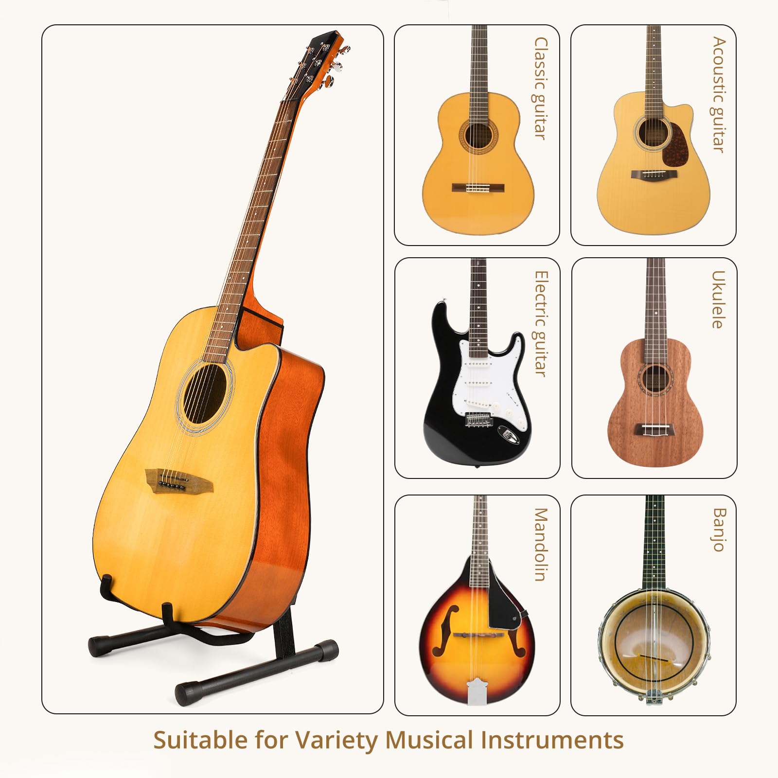 MUSO Cello Stand with Bow Holder,A-Frame Floor Stand with Padded Foam, Handcrafted Cello Rack Fits 1/2, 3/4, 7/8, 4/4 Full-Size and Guitar, Instrument Holder for Home and Studio Display