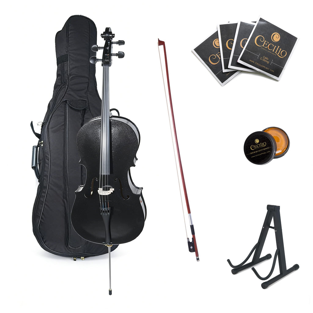 Cecilio 4/4 Full Size Cello, Beginner Cello 4/4, Acoustic Cello Set with Portable Bag, Bow, Rosin, Stand, String Musical Instruments for School Orchestras, Performances