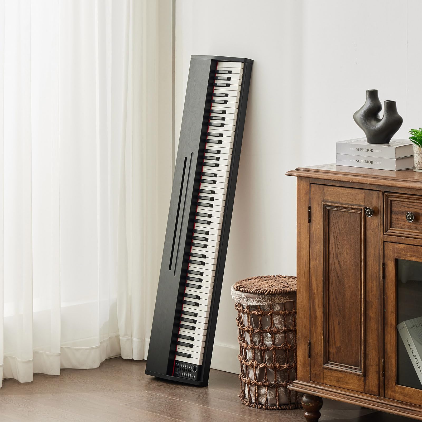 MUSTAR 88 Key Piano Keyboard with Piano Bench, Digital Piano 88 Semi Weighted Keys, Portable Electric Piano with Storage Stool, 3 Pedals, Built-In Speakers, USB/MIDI, Black