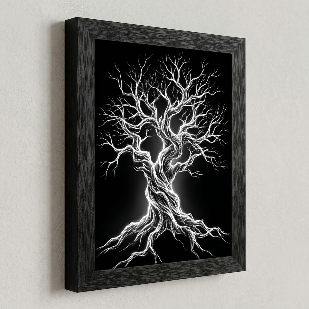 Framed Canvas Wall Art Minimalist Abstract Cello Musical Instrument Electric White Glowing Lines on Black Canvas Print Poster Black Frame Wall Decor for Music Room Studio Modern Art, Inch 24x36