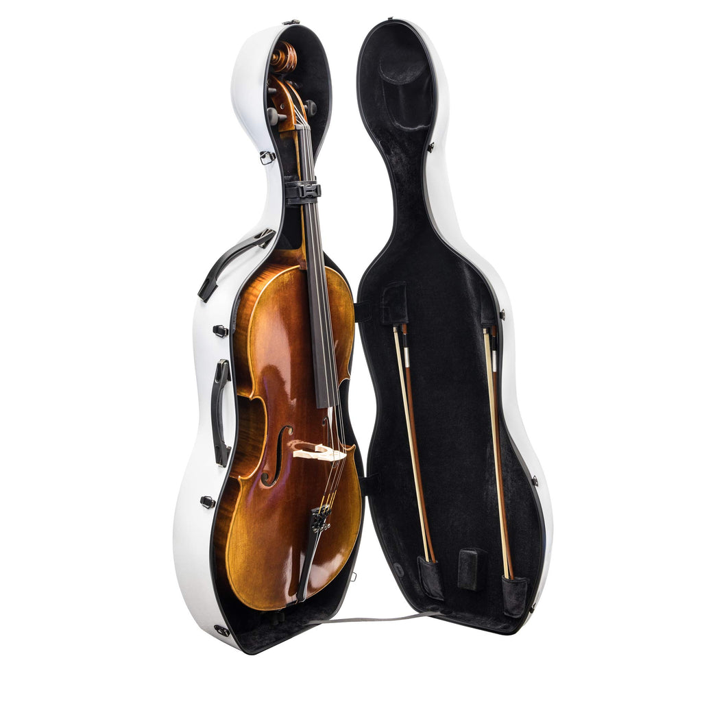 MI&VI CC-9001 Pure 100% Carbon Fiber Cello Case (Full Size) 4/4 with Wheels | Carry Straps | 8lb Lightweight | Tough Shell (3K Blue)