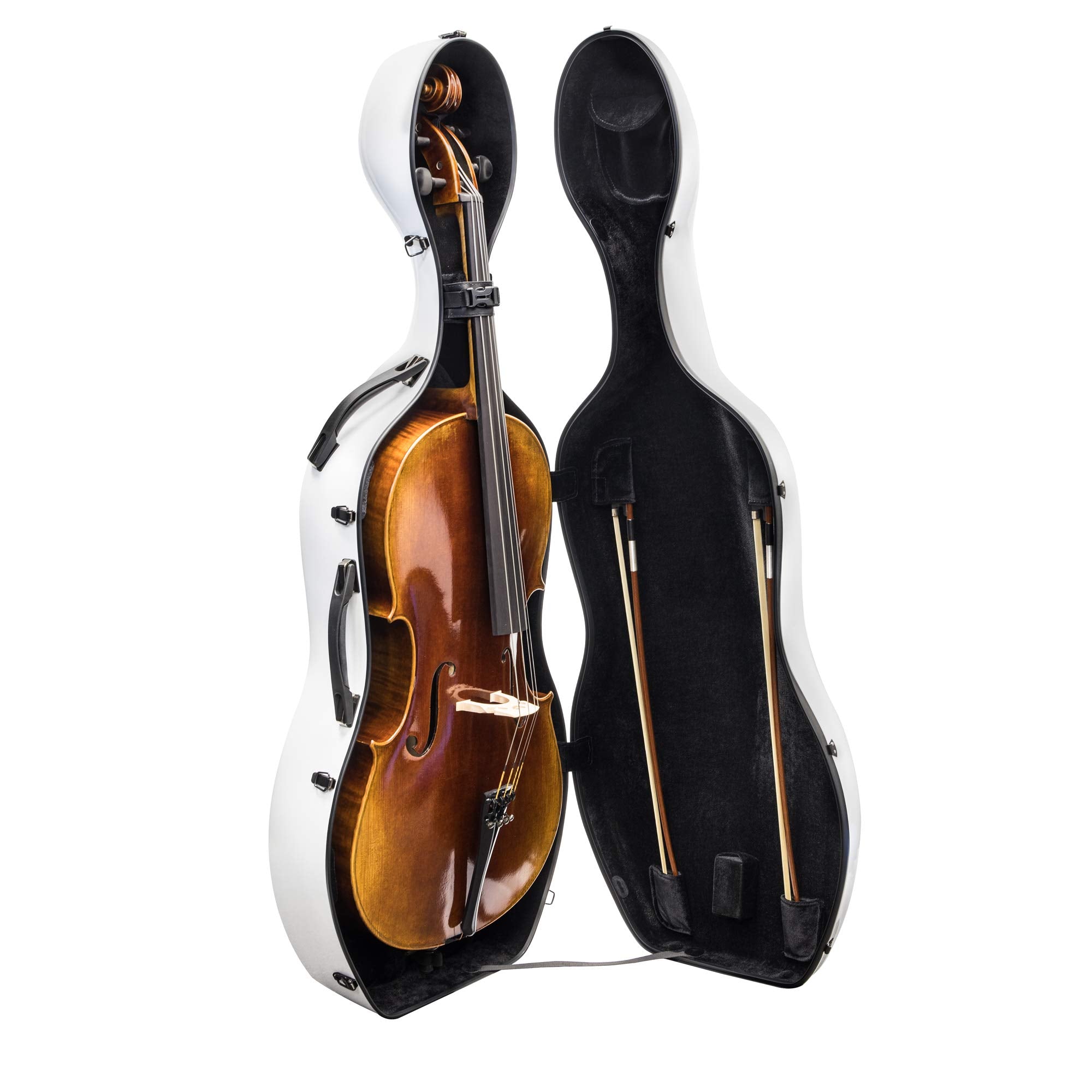 MI&VI CC-9001 Pure 100% Carbon Fiber Cello Case (Full Size) 4/4 with Wheels | Carry Straps | 8lb Lightweight | Tough Shell (3K Blue)