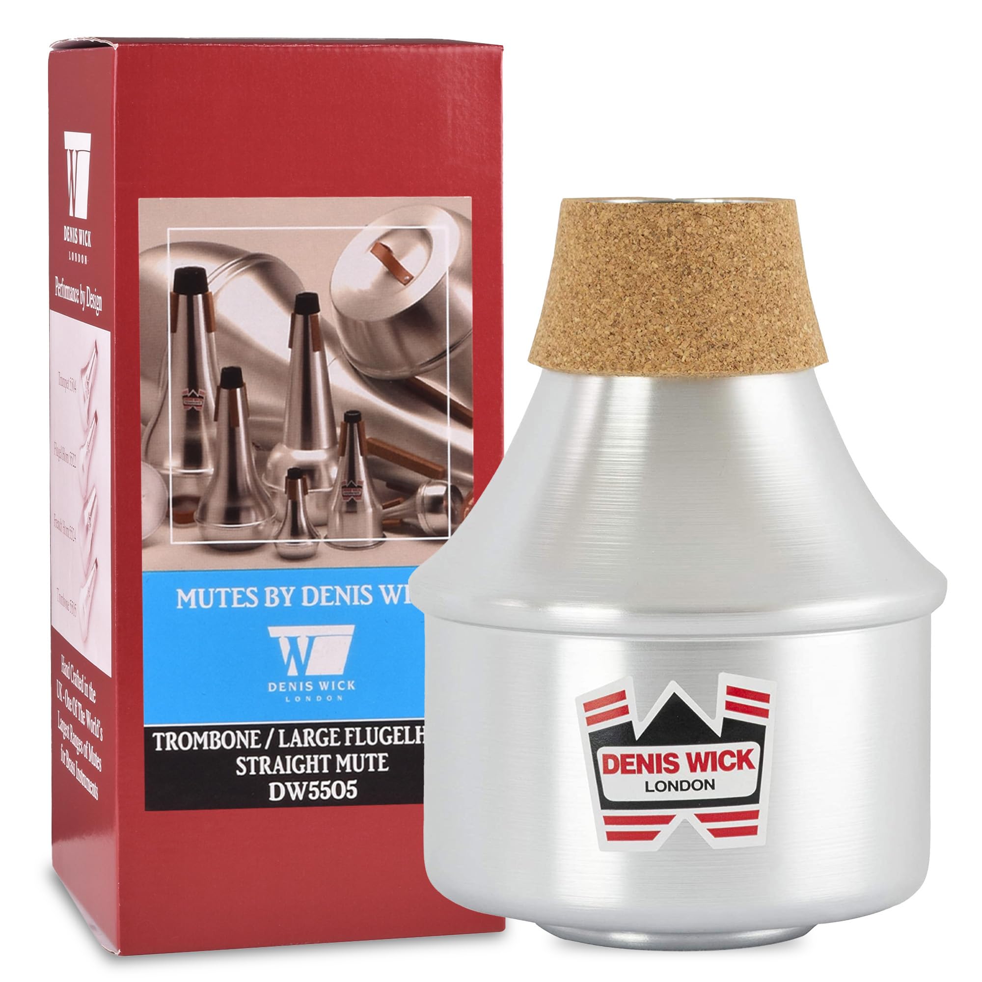 Denis Wick Straight Mute for Trumpet or Cornet, 5504 - Hand-Spun Aluminum Mute with Natural Cork - Brilliant Tone, Reliable Intonation & Tight-Bell Fit for Performance - 6.1 x 3.4 x 3.4 In, 2.26 oz