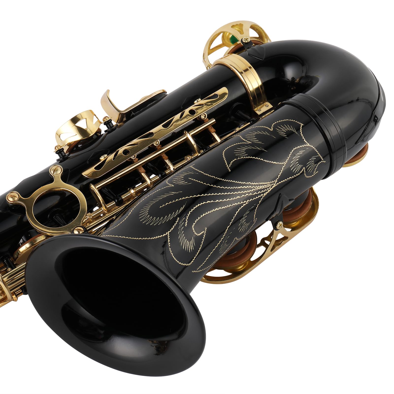 Ktaxon Alto Saxophone Drop E Brass Sax Full Kit for Student Beginners with Carving, Mouthpiece, Carrying Case, Gloves, Cleaning Cloth Bar, Detachable Strap, Shoulder Strap, Reed