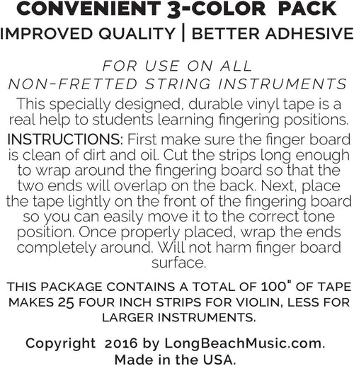 3 Mini Color Violin Fingering Tape for Fretboard Note Positions