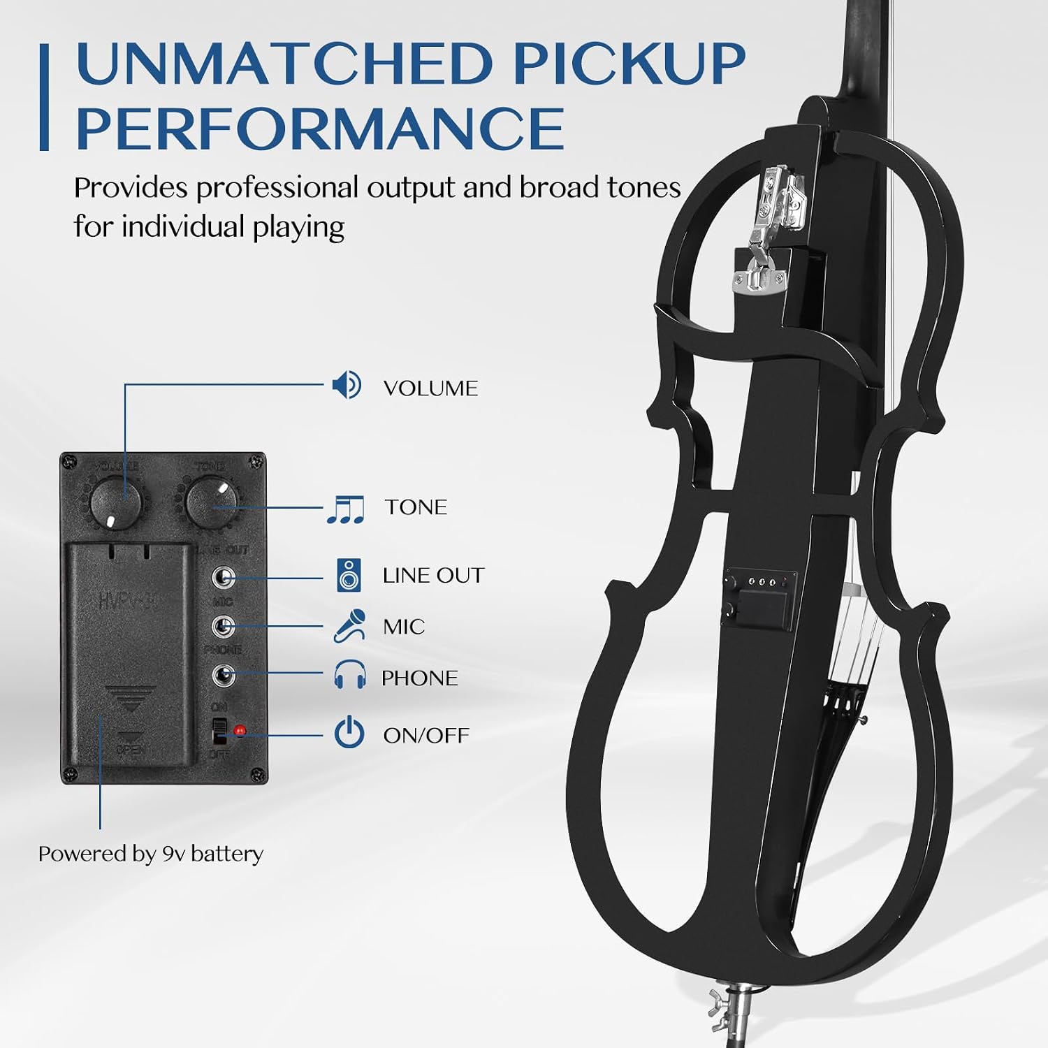 Ktaxon 4/4 Electric Cello, Professional Silent Electric Cello Kit with Thickened Bag, Stereo Headphones, Premium Cable and Rosin, Full Equipment for Adults Beginner and Student (Black)