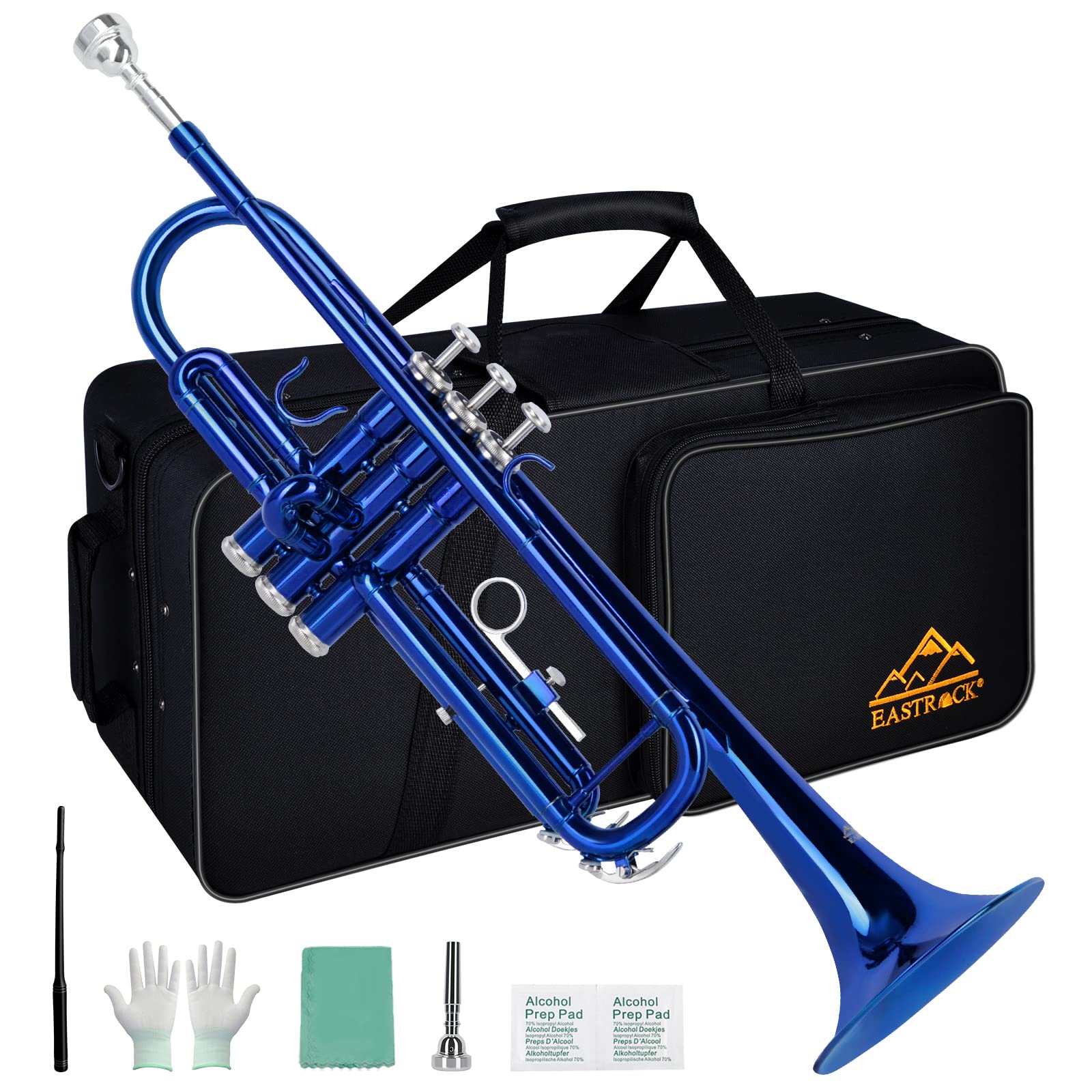 EASTROCK Bb Trumpet Standard Trumpet Set with Carrying Case,Gloves, 7C Mouthpiece, Cleaning Kit, Tuning Rod (Red Antique)