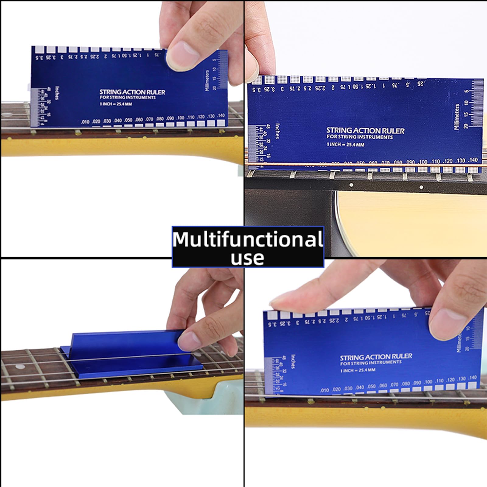 Guitar String Action Gauge Ruler, Guitars Height Gauge Guitars Set Up Repairing Luthier Tool for Guitar, Ukulele, Banjos