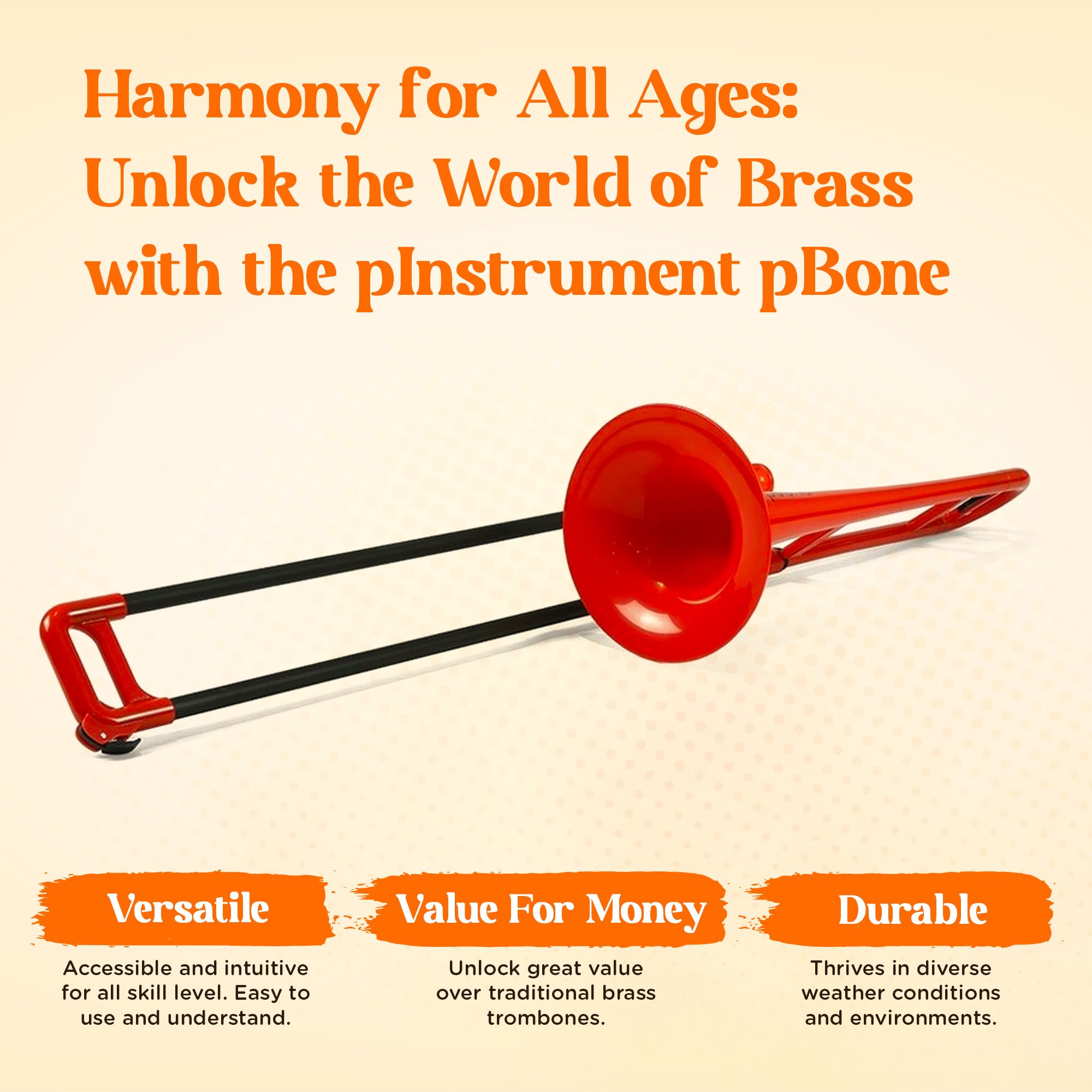 pBone Bb Plastic Trombone - Lightweight pInstruments Design with Ergonomic Grip - Includes Mouthpieces & Carrying Bag - Authentic Bb Sound for Students & Beginners - Durable ABS - Purple