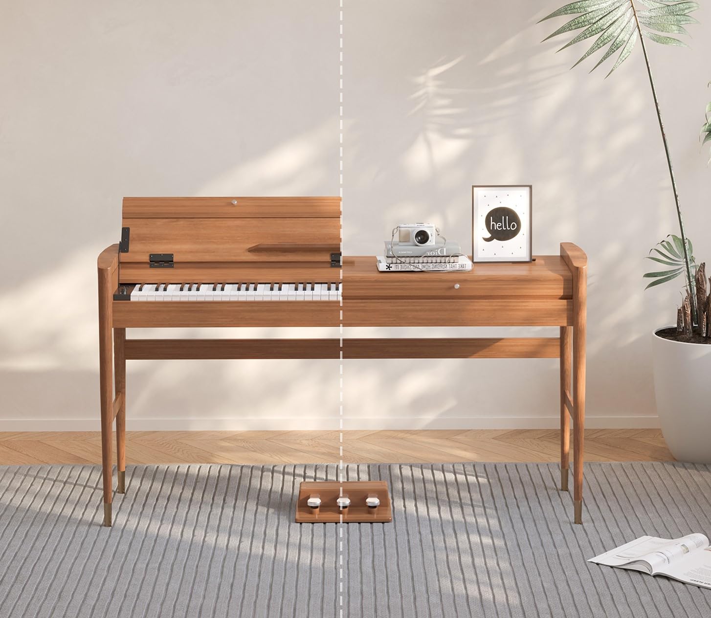 88 Key Weighted Hammer Action Digital Piano, French 5704 Chip, Solid Wood Stand, Triple Pedal, USB-MIDI, 192 Polyphony – For Adults & Intermediate