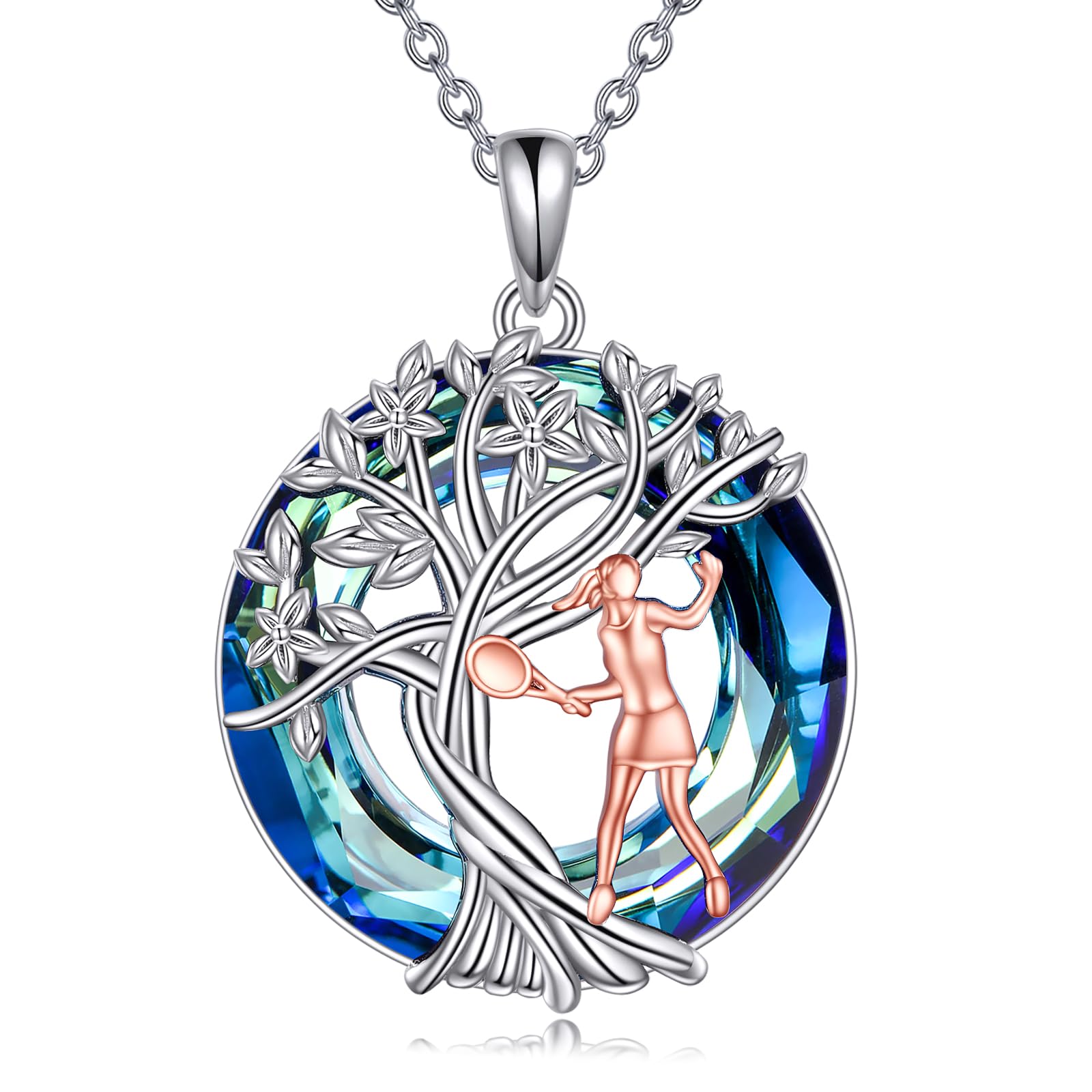 YFN Tree of Life Necklace Sterling Silver Crystal Jewelry Graduation Birthday Gifts for Women