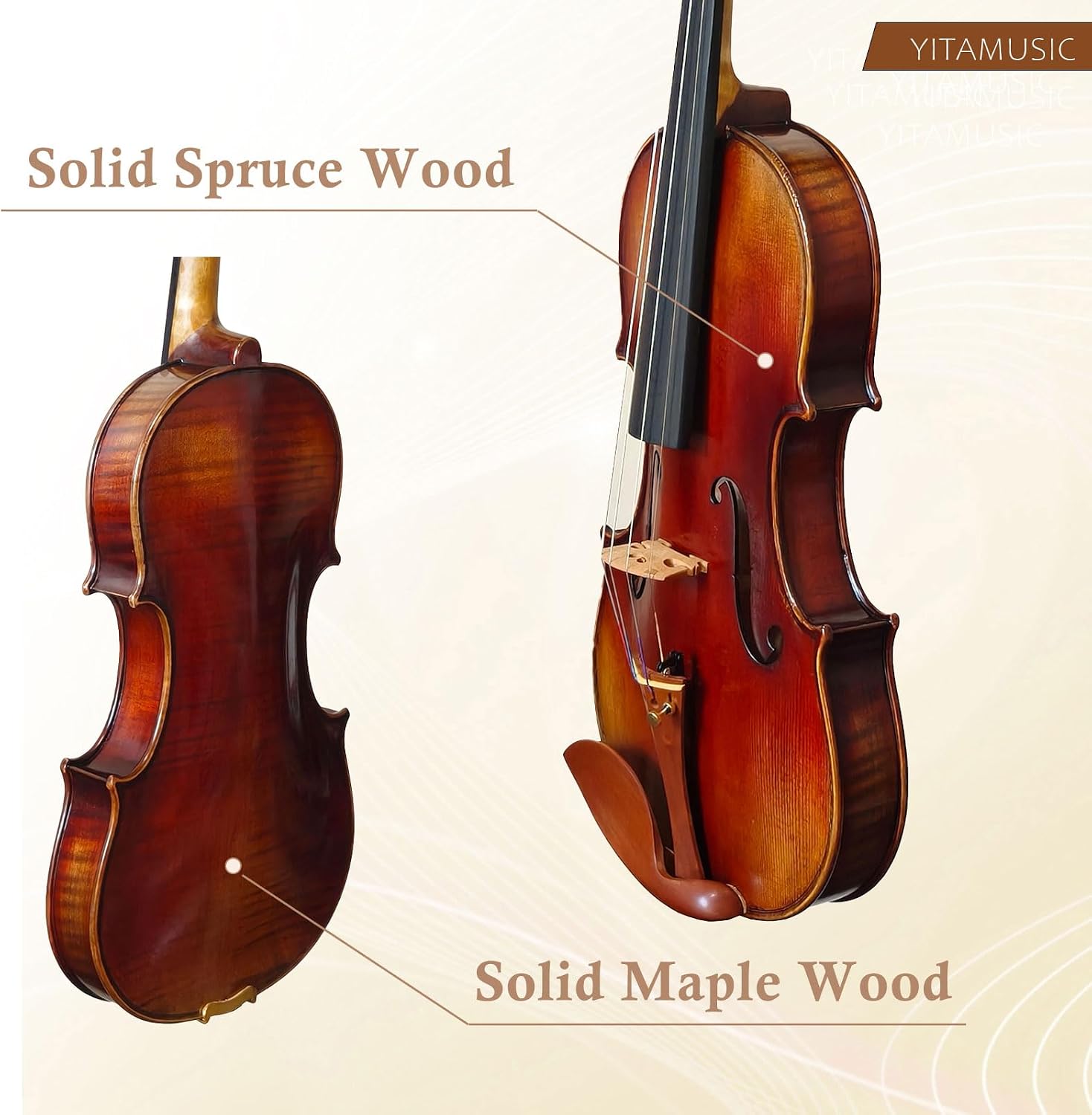 MV5,Gua style!Slender body & F-hole Dark oil antique VR Handcrafted,4/4 size violin Strong deep solo performance. For advanced or Above Players free case,bow & wooden shoulder rest