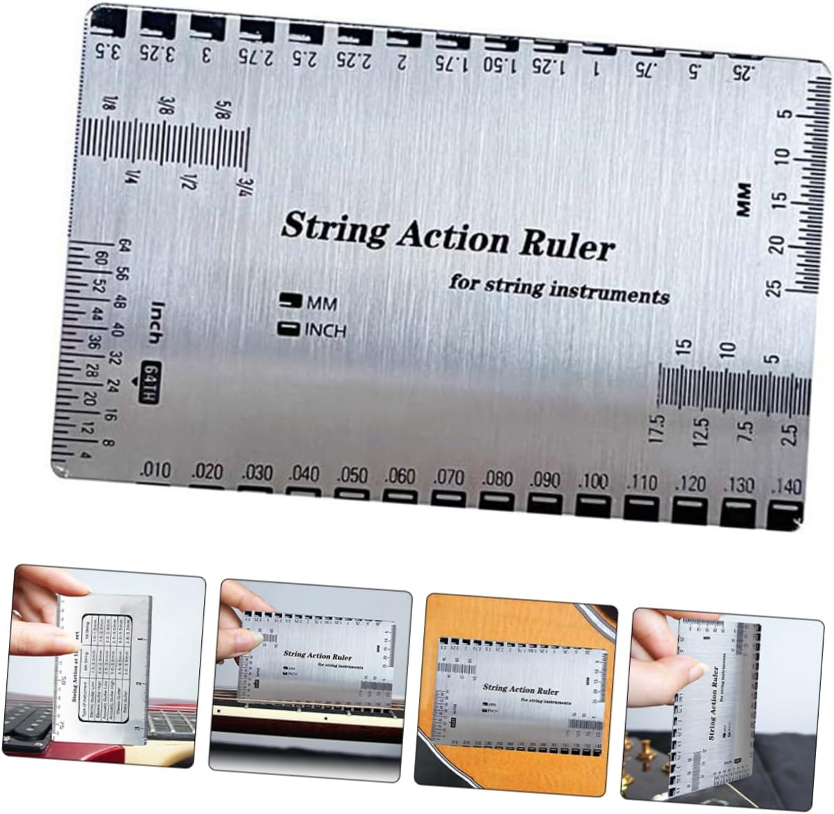 Holibanna High Precision Guitar String Action Ruler for Luthiers Portable Measurement Tool for Accurate Neck String Height Essential for Guitar and Bass Setup