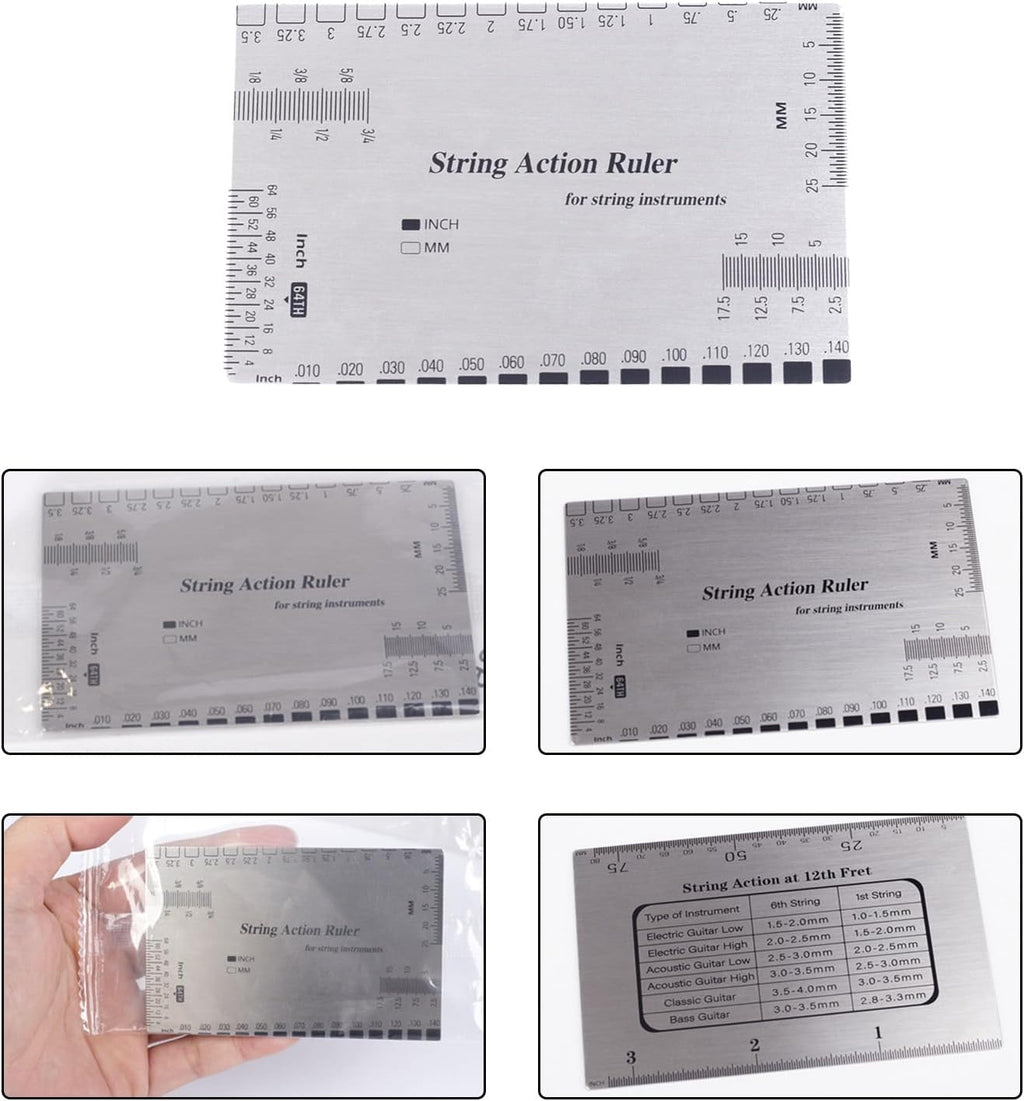 Guitar String Action Gauge Ruler Setup Tool Acoustic Guitar Setup Measuring Tool for Electric Basses Acoustic Guitar