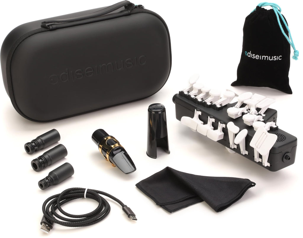 Travel Sax 2 (Black) – Compact Digital Saxophone for Silent Practice Anywhere | Lightweight Electronic Sax with Real Alto Mouthpiece, Built-in Speaker, Bluetooth MIDI/Audio, USB-C, 70+ Internal