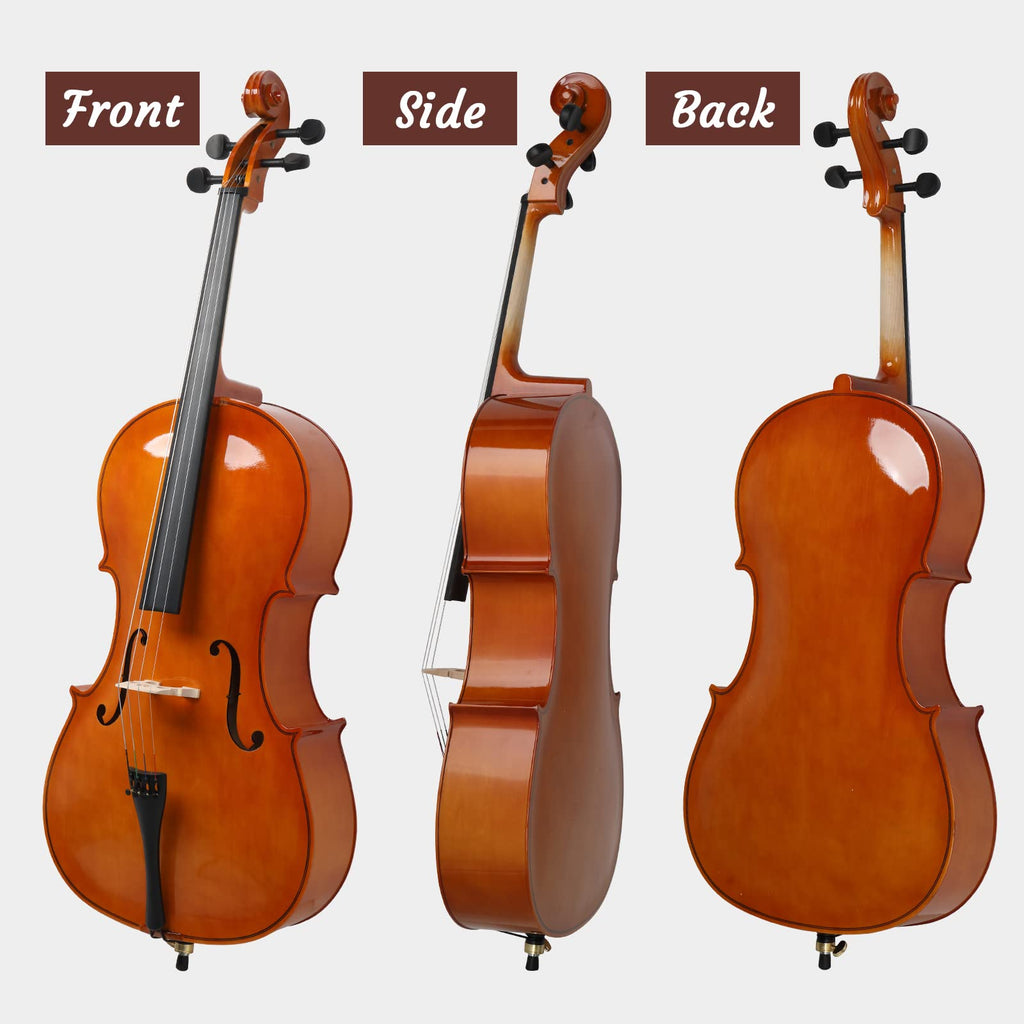 Ktaxon Full-Size Cello, Beginner Cello 4/4, Acoustic Cello Set with Portable Bag, Bow, Rosin, Bridge, Adults & Kids String Musical Instruments(White)