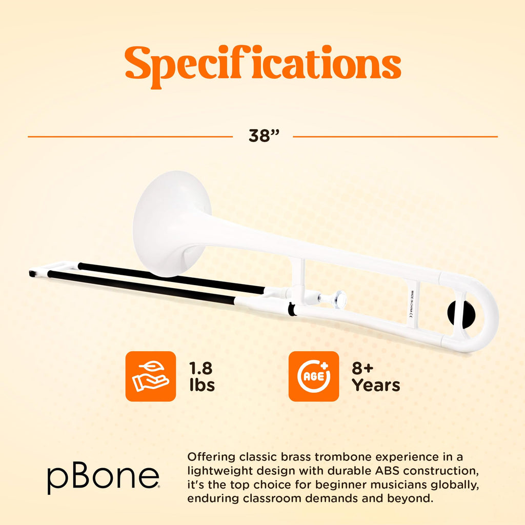 pBone Bb Plastic Trombone - Lightweight pInstruments Design with Ergonomic Grip - Includes Mouthpieces & Carrying Bag - Authentic Bb Sound for Students & Beginners - Durable ABS - Purple