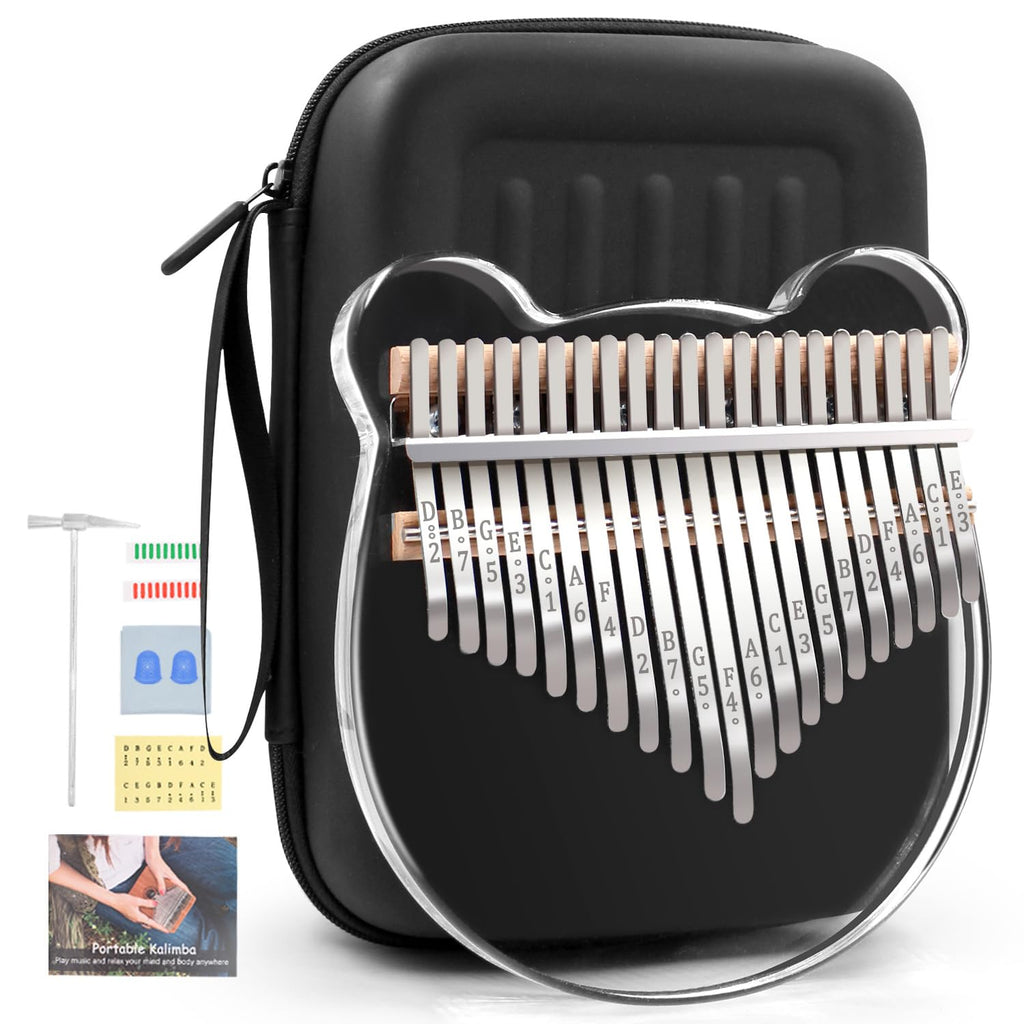 Acrylic Kalimba Thumb Piano,YUNDIE Portable 17 Keys Mbira Crystal Finger Piano, Musical Instruments Birthday Gift for Adult Beginners Professional(Clear) (17 Keys)