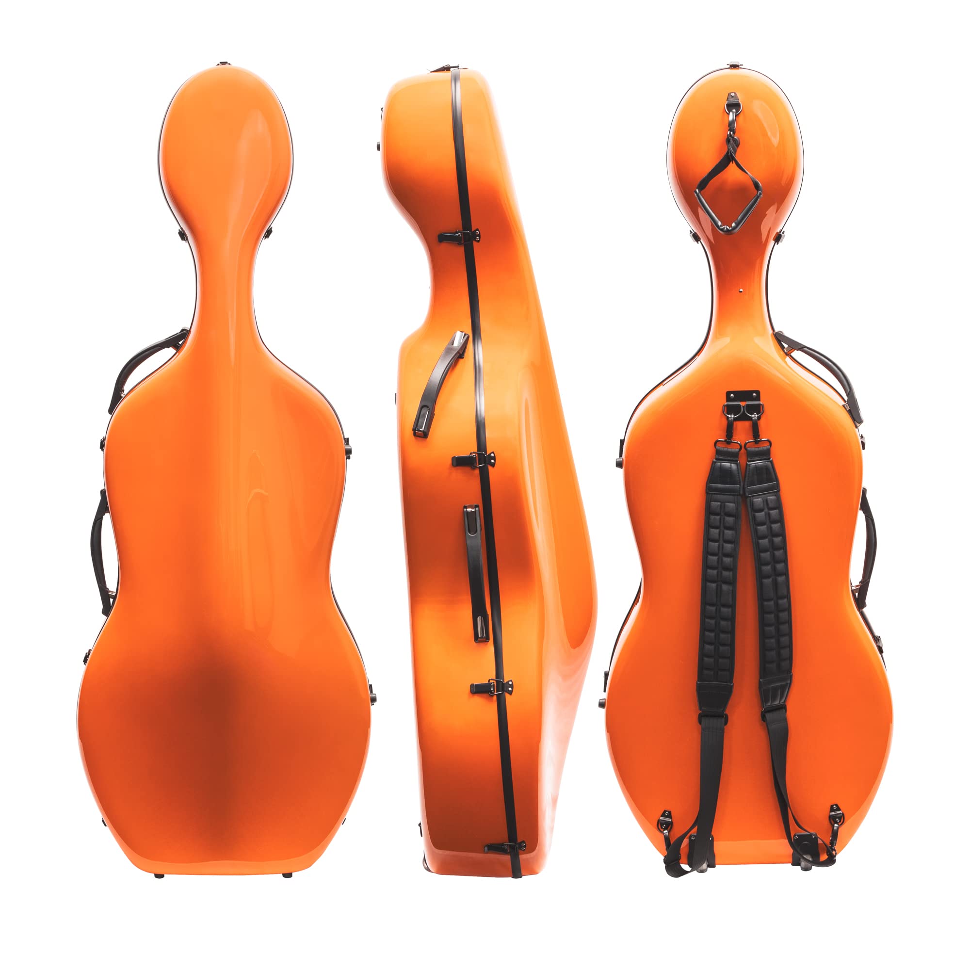 MI&VI CC-9001 Pure 100% Carbon Fiber Cello Case (Full Size) 4/4 with Wheels | Carry Straps | 8lb Lightweight | Tough Shell (3K Blue)