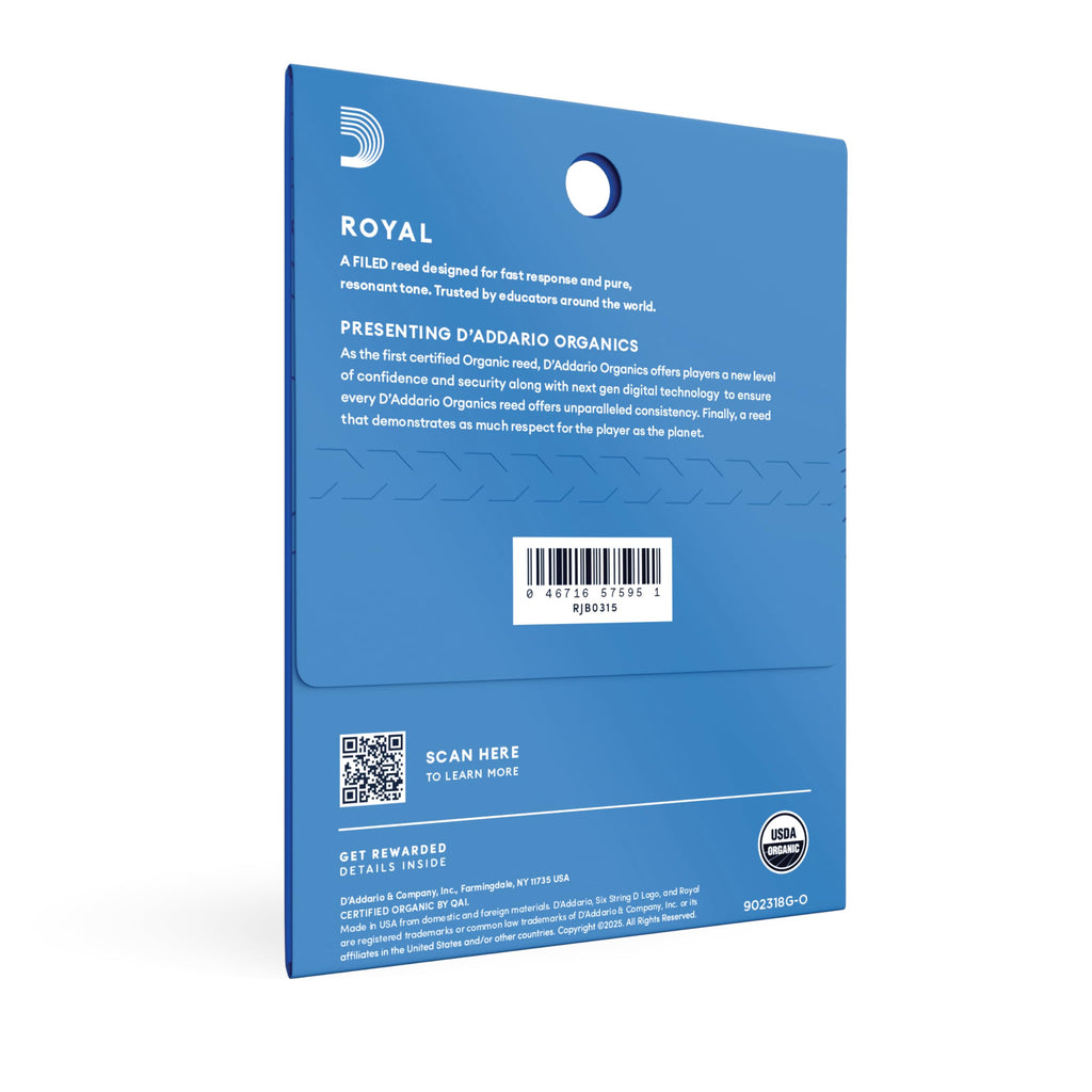 D'Addario Woodwinds Royal Saxophone Reeds - Alto Sax Reeds with Strong Spine - Alto Saxophone Reeds Great for Classical or Jazz - Strength 2.0, 25-pack