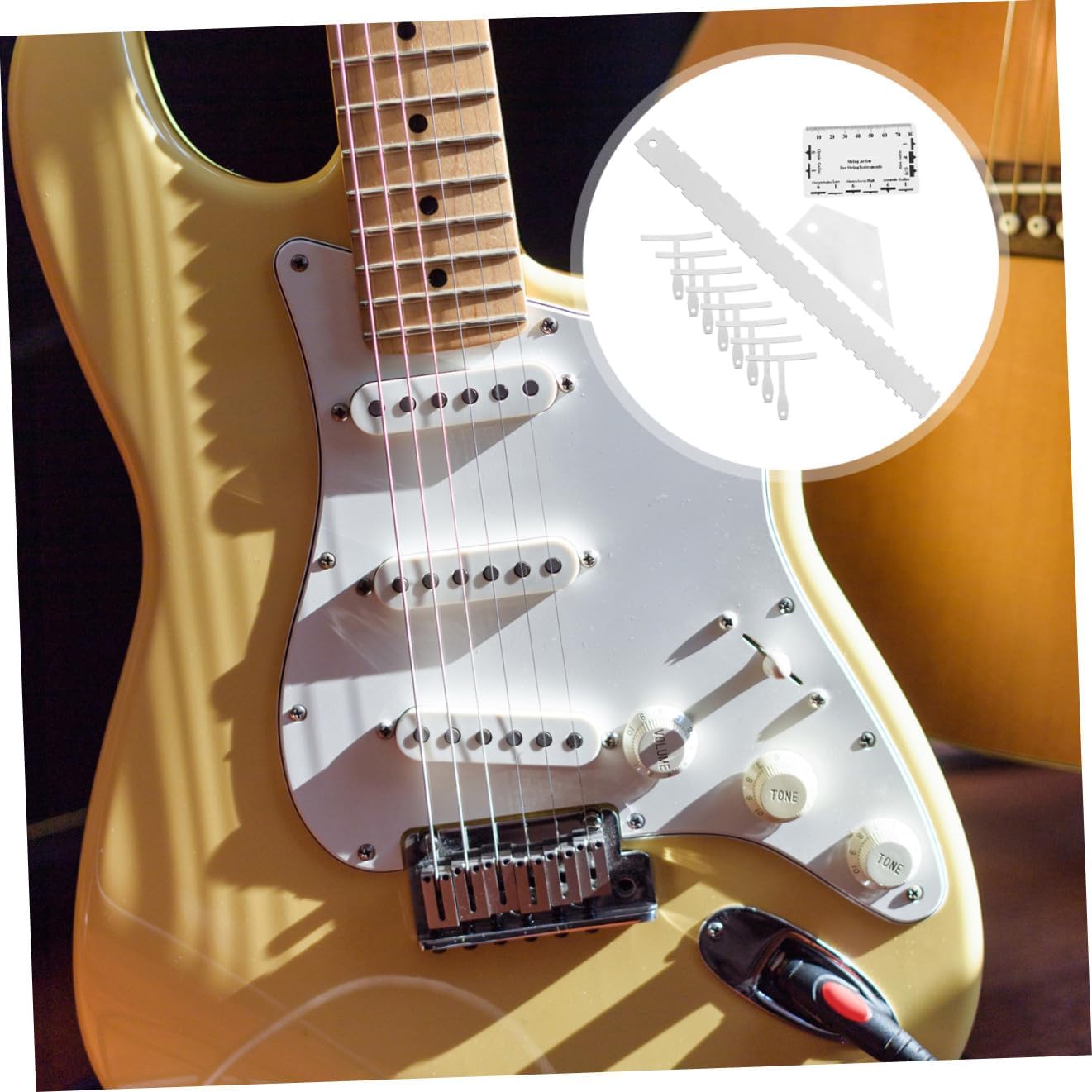 12pcs Guitar Setup Kit Luthier Tools with High-precision String Action Gauge Fret Rocker and Radius Ruler for Electric Acoustic Bass Guitar Maintenance and Adjustment