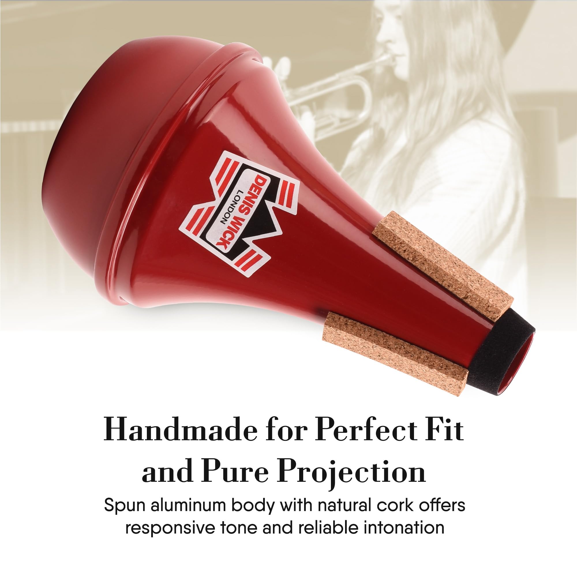 Denis Wick Straight Mute for Trumpet or Cornet, 5504 - Hand-Spun Aluminum Mute with Natural Cork - Brilliant Tone, Reliable Intonation & Tight-Bell Fit for Performance - 6.1 x 3.4 x 3.4 In, 2.26 oz