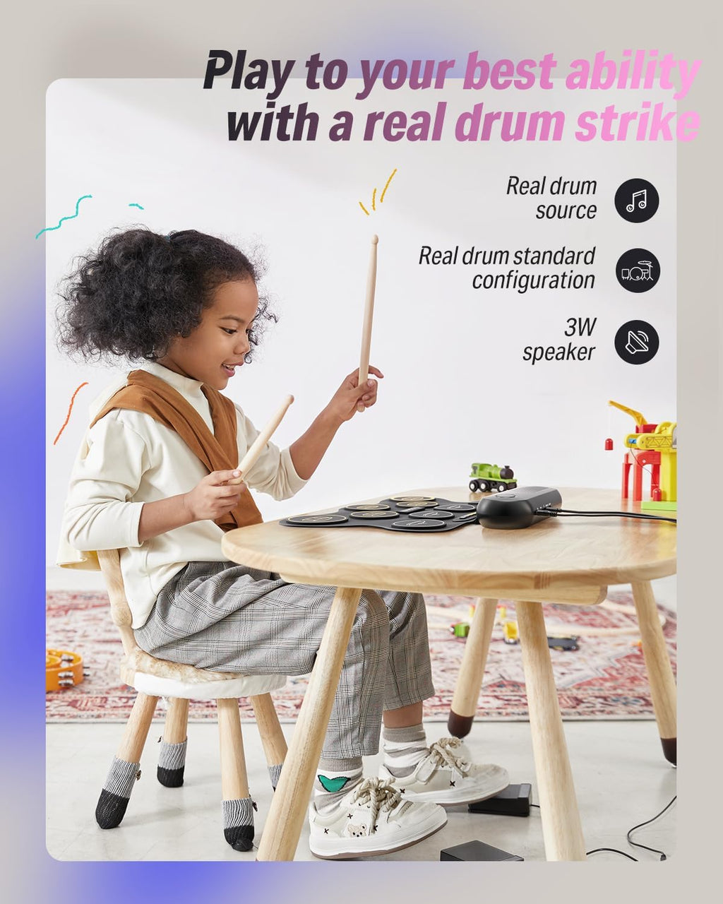 Donner Electric Drum Set for Beginners, 9 Pads Electronic Drum Kit with Built-in Speaker, Roll Up Digital Drum Pad for Kids with Recording, Gift for Holiday, Christmas and Birthday, DED-20Q