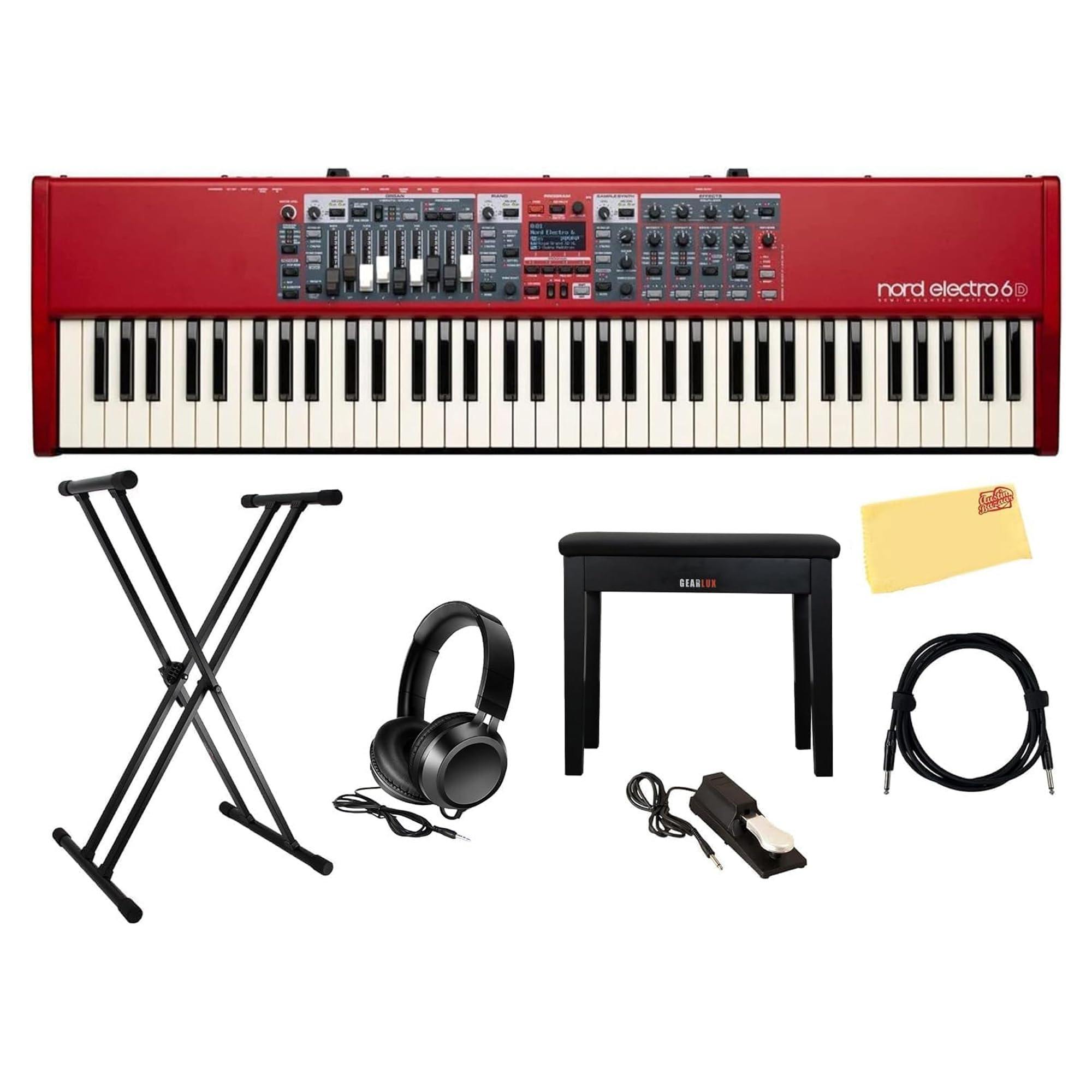Nord Stage 4 88-Key Digital Piano Bundle with Adjustable Stand, Bench, Sustain Pedal, Headphones, Instrument Cable, and Austin Bazaar Polishing Cloth