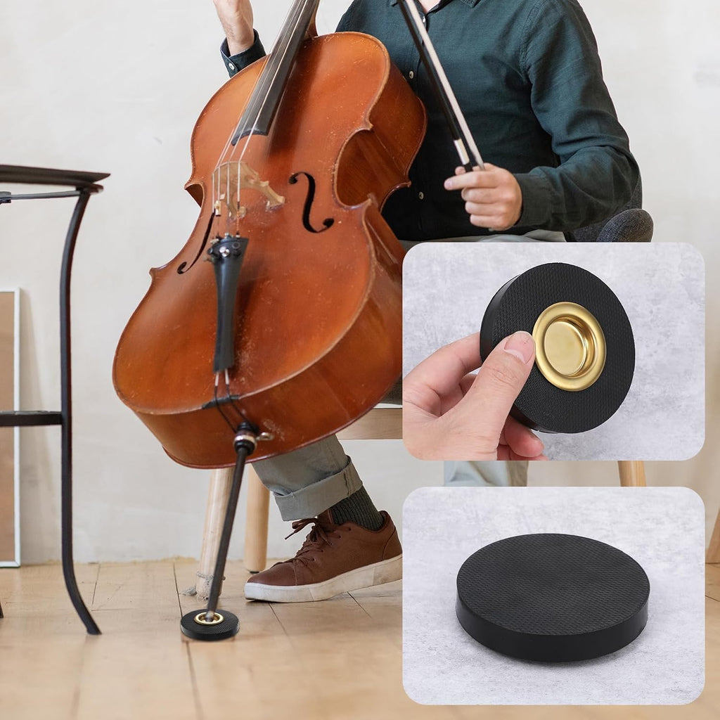Cello Endpin Anchor Stopper, The Original Slipstop Endpin Rest for Cello, Rock Stop for Cellos Black Cellos Anti-slip Mat with Reinforced Brass Base for Practice Performance
