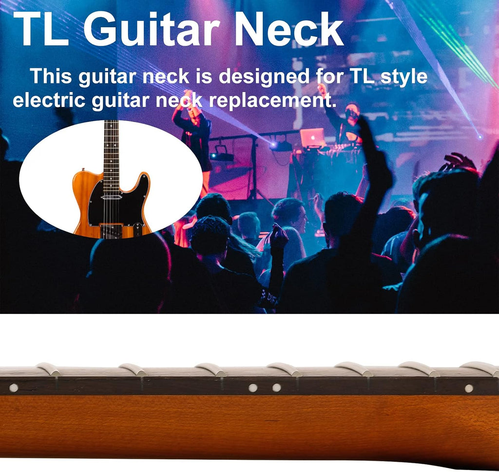 22 Fret TL Canadian Flamed Roasted Maple Professional Electric Guitar Neck, Skunk Stripe Back Inlay,14" Radius of Fingerboard, Bone Nut, Rosewood Fingerboard