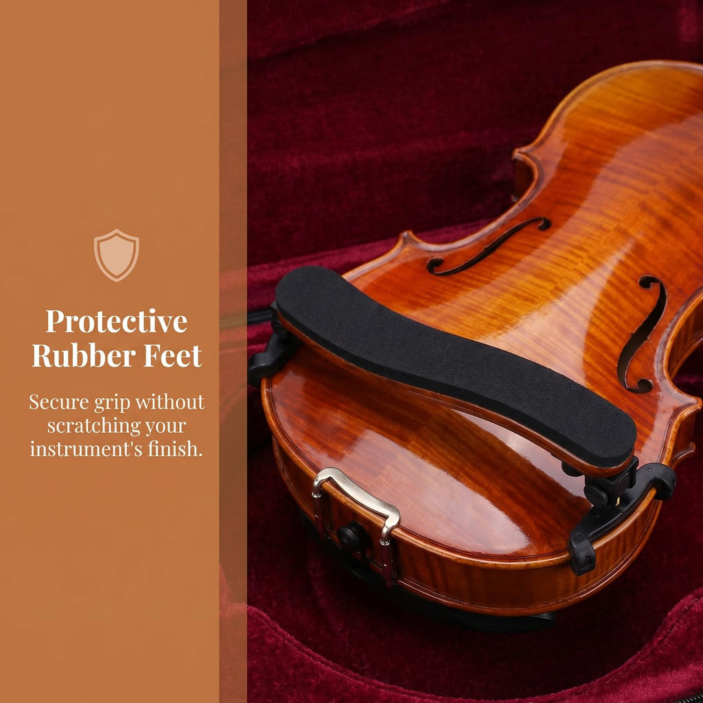NANYI Premium Violin Shoulder Rest 1/2 Size & 1/4 Size, Adjustable Wood Shoulder Rest for Violin with Comfortable Thick Foam Pad, Collapsible Silicone Feet, Includes Violin Mute