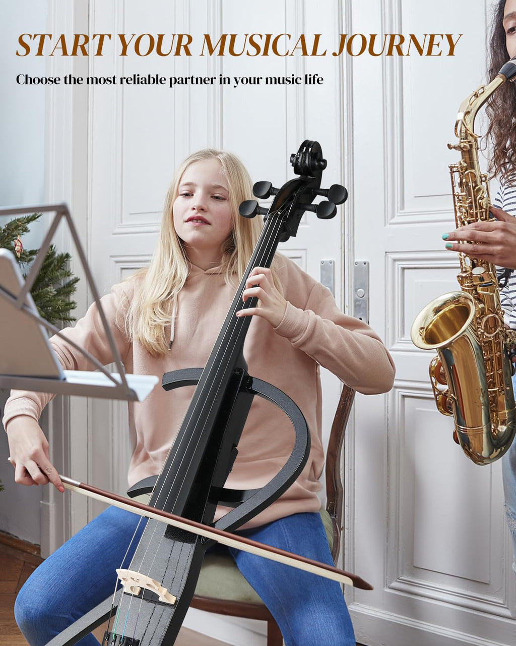Ktaxon Foldable Electric Cello 4/4 Full Size Silent Cello with Portable Bag, Stereo Headphones, Premium Cable & Rosin, Professional Bow and Bridge for Adult Beginner(Foldable Z Style)