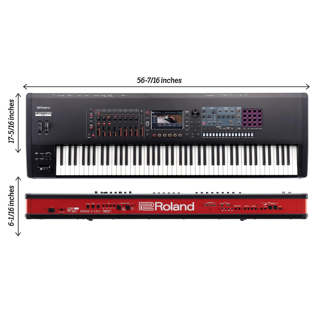 Roland Fantom 8 EX 88-Key Workstation Keyboard Synthesizer Bundle with Adjustable Stand, Sustain Pedal, Online Piano Lessons, Instructional DVD, and Austin Bazaar Polishing Cloth