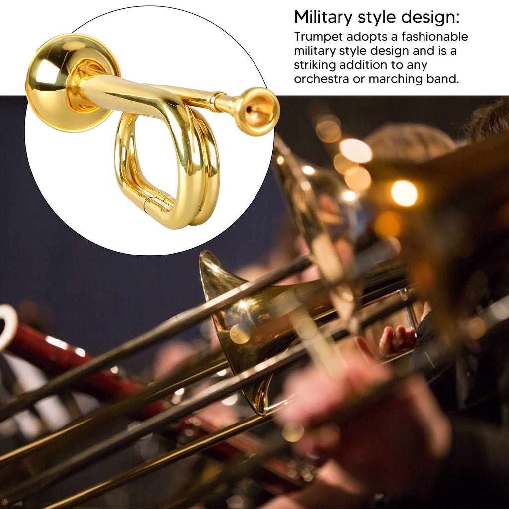 Walfront C Key Trumpet Military Style Brass Trumpet with Mouthpiece for Cavalry Bugle Military Orchestra Silver